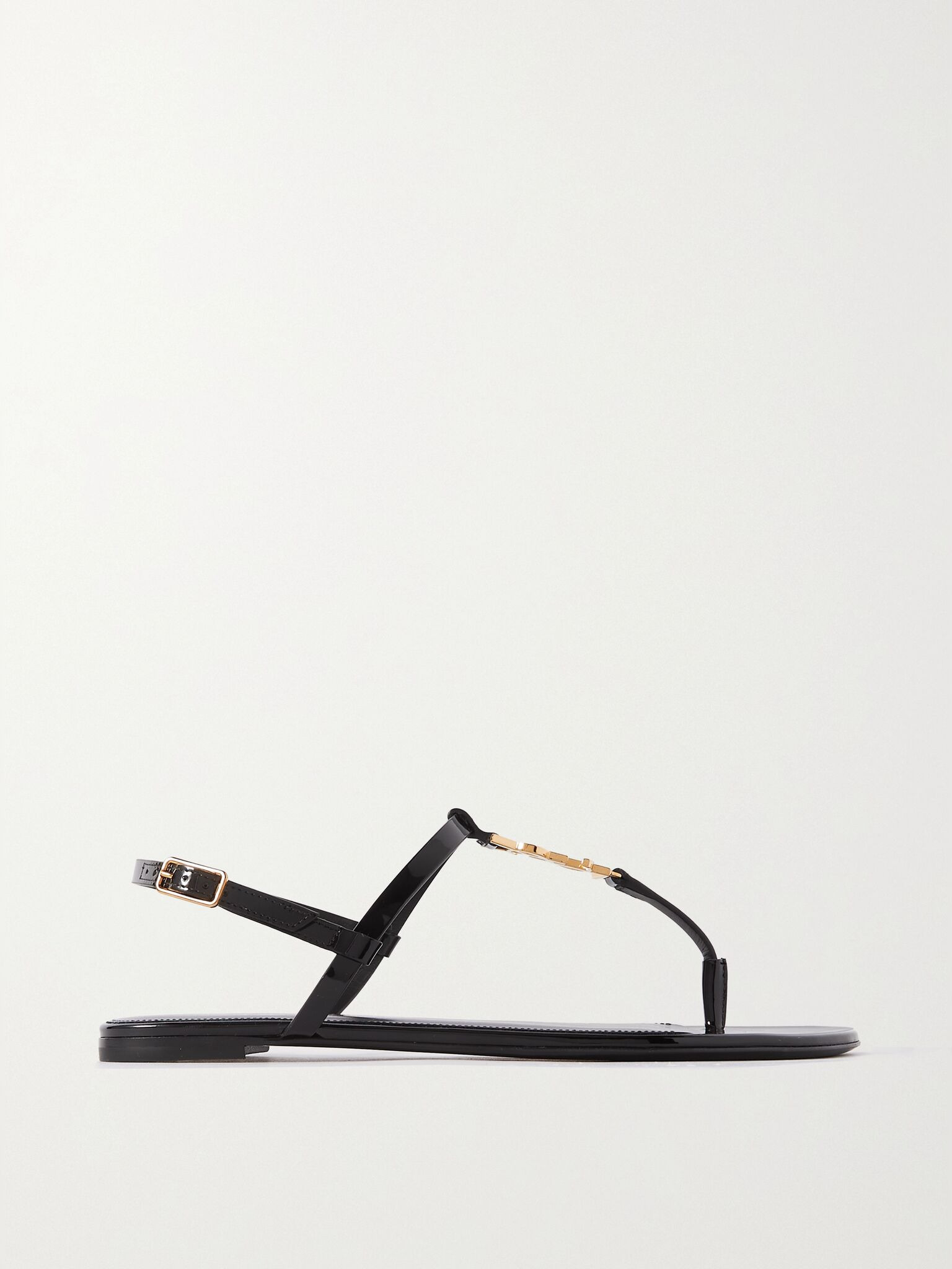Cassandra logo-embellished patent-leather slingback sandals Black - 1
