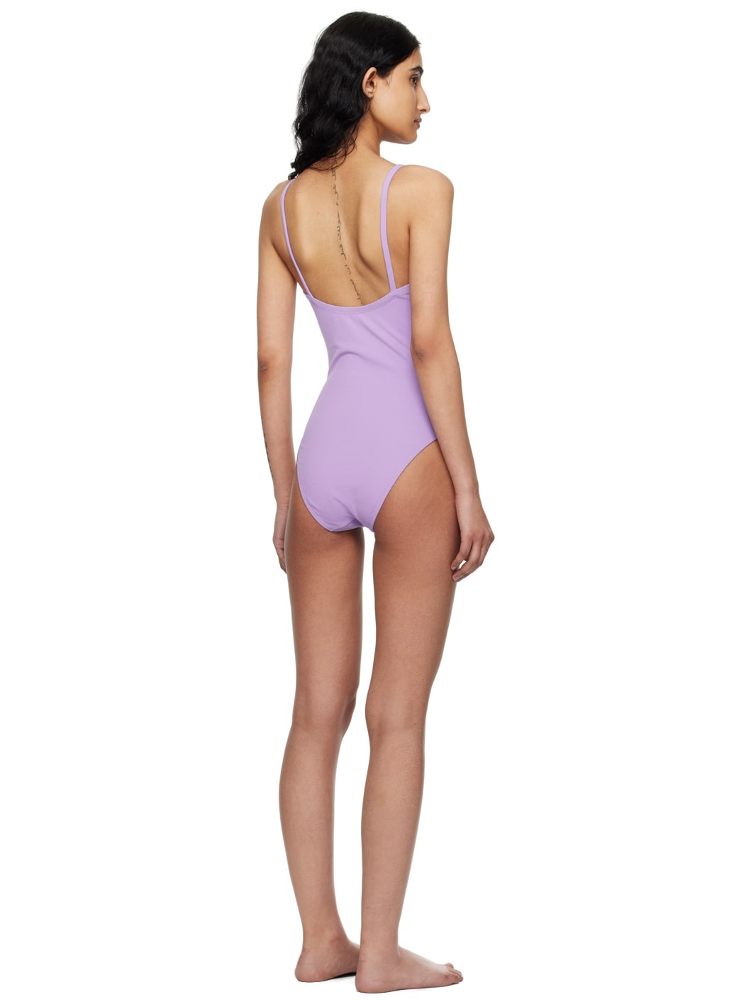 Purple Square Neck Swimsuit - 3