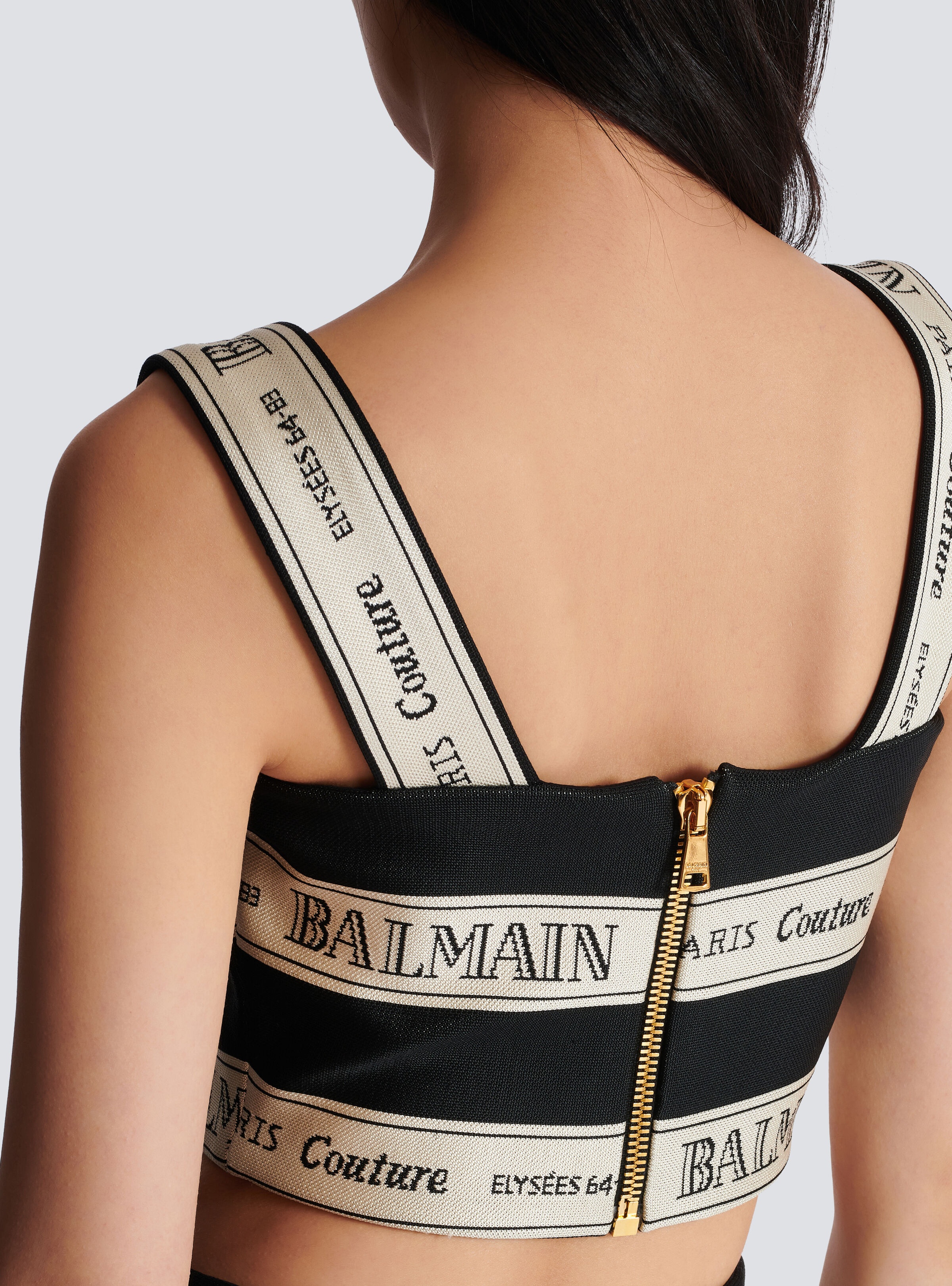 Balmain ribbon jacquard crop top - 8