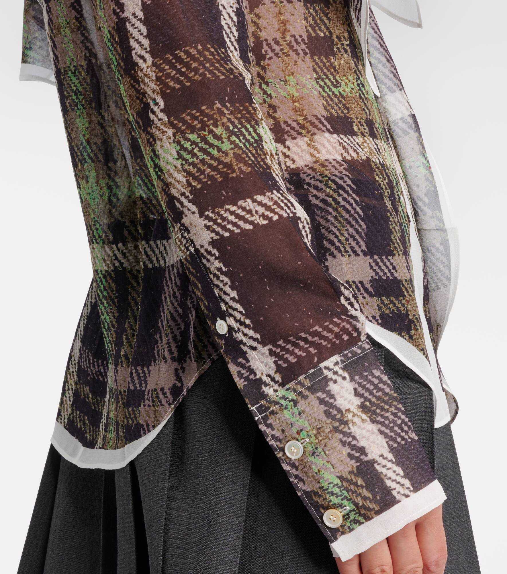 Trompe l'oeil tie-neck silk blouse - 5