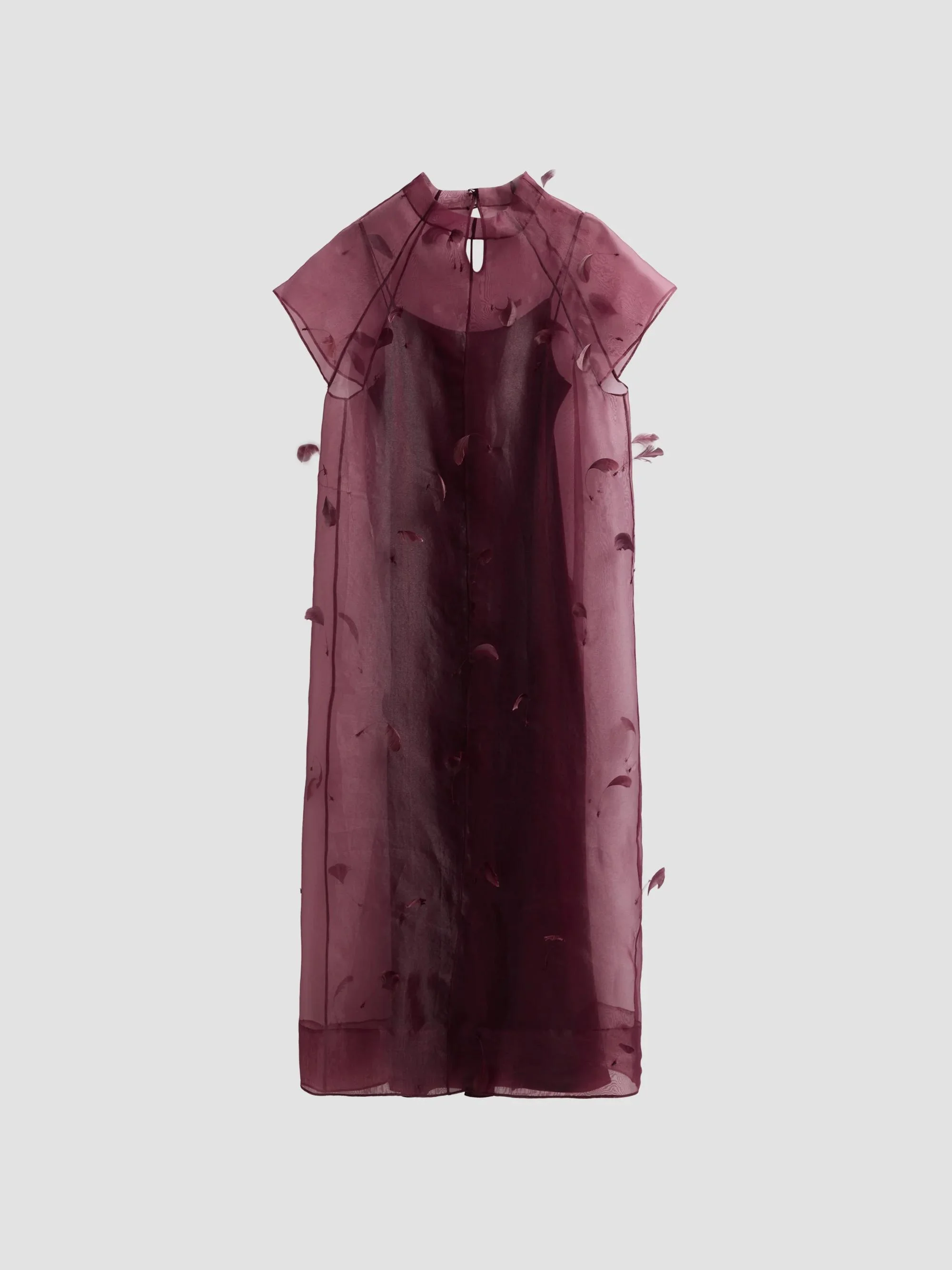 Women's Pauline Embellished Semi-Sheer A-Line Midi Dress - Dark Orchid - 1