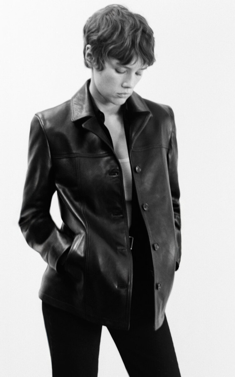 NILI LOTAN Brett Leather Jacket black outlook