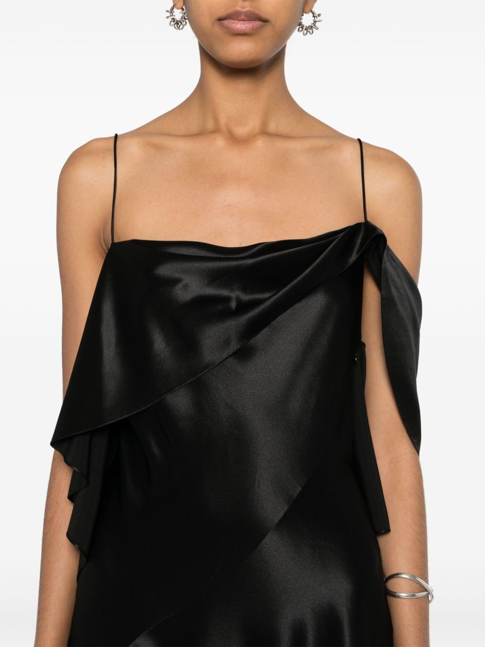 one-shoulder silk dress - 5