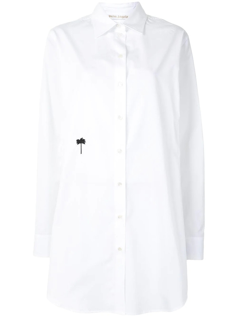 palm-tree motif long-line shirt 1