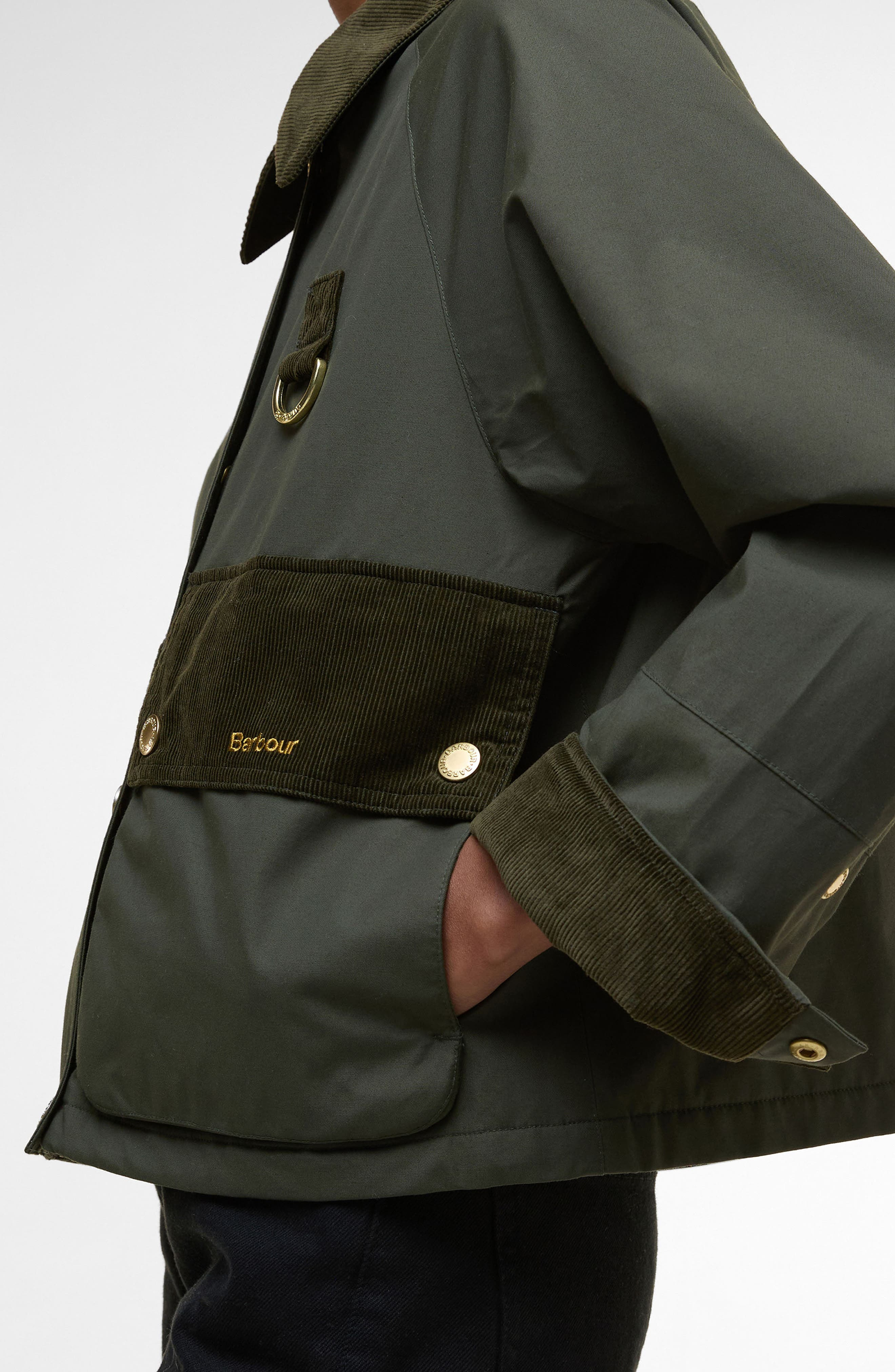 Barbour Phoebe Crop Jacket in Olive Brown at Nordstrom - 3