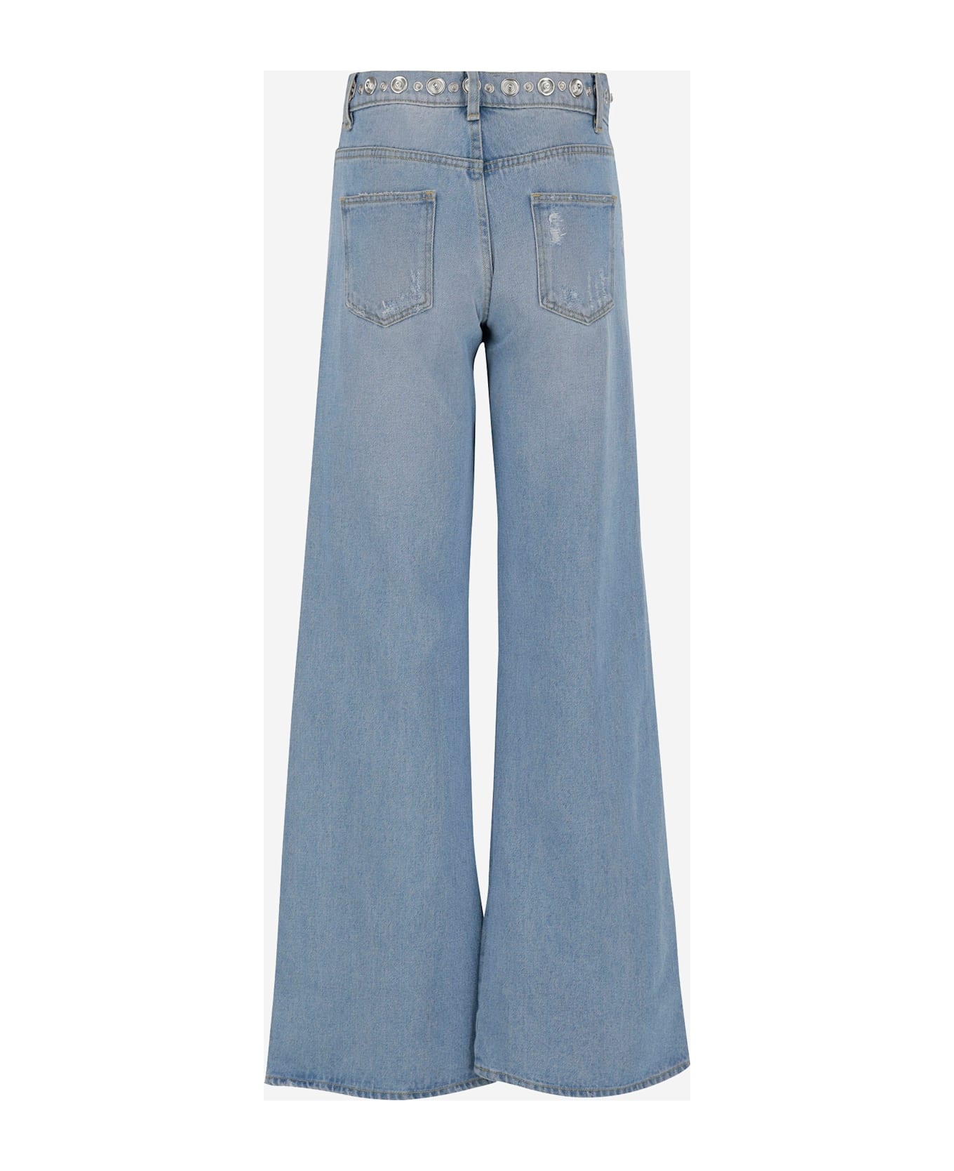 Cotton Denim Jeans With Studs - 2