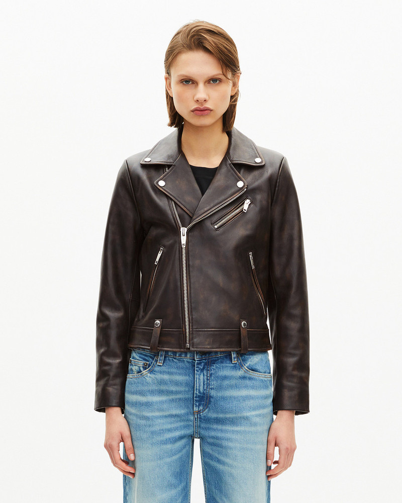 BROWN LEATHER BIKER JACKET 3