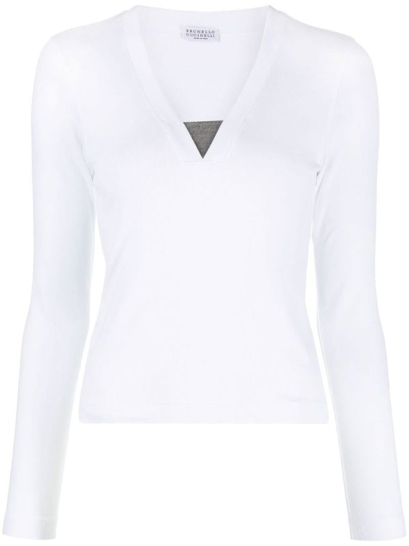 V-neck long-sleeve top - 1