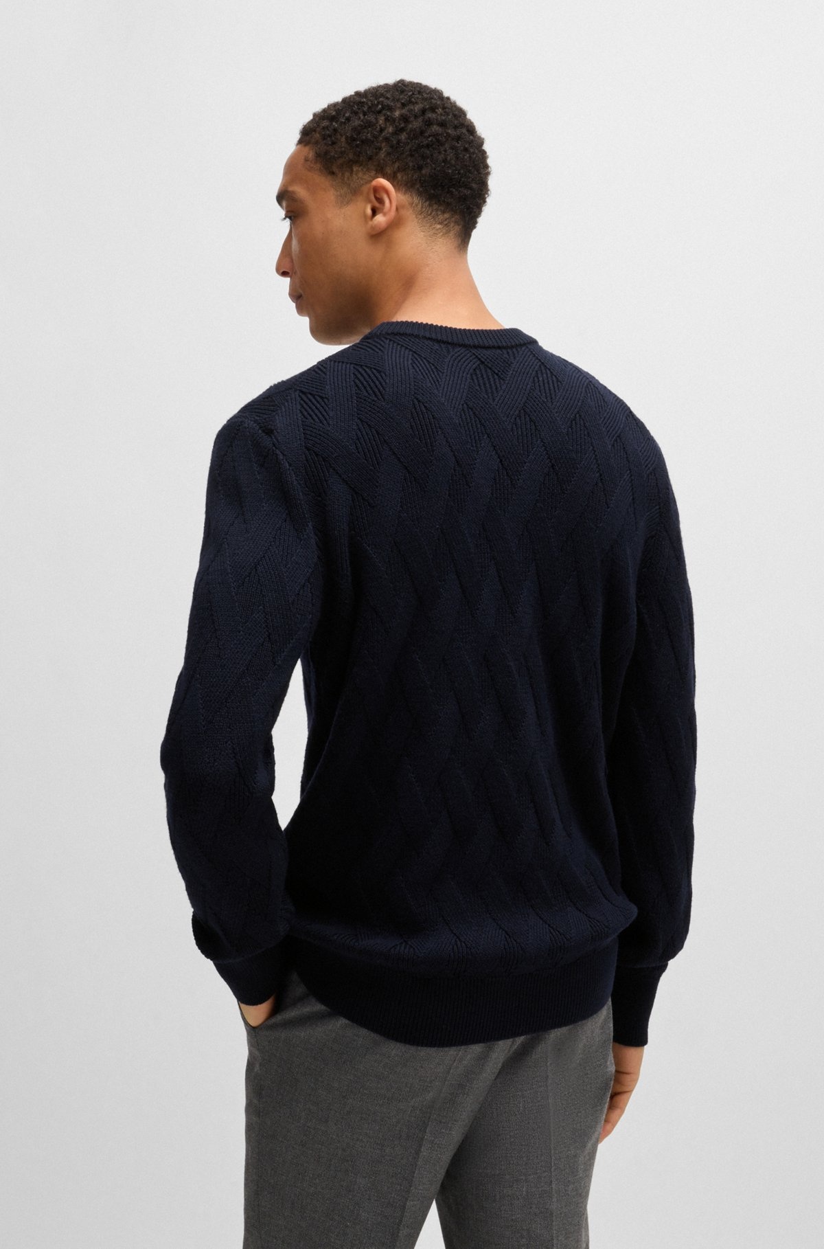 WOOL REGULAR-FIT SWEATER WITH KNITTED STRUCTURE - 3