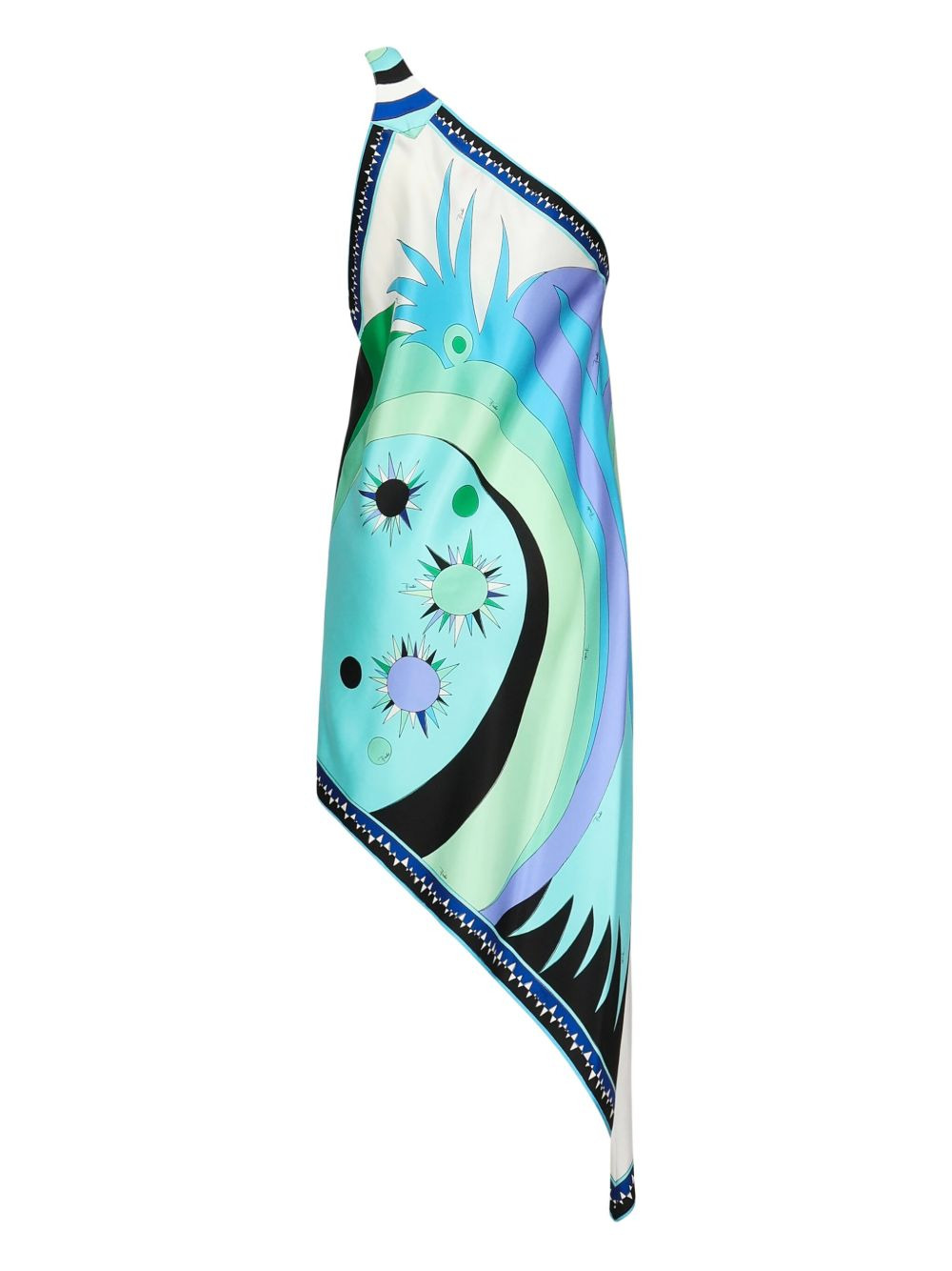 Stella-print asymmetric silk dress - 2