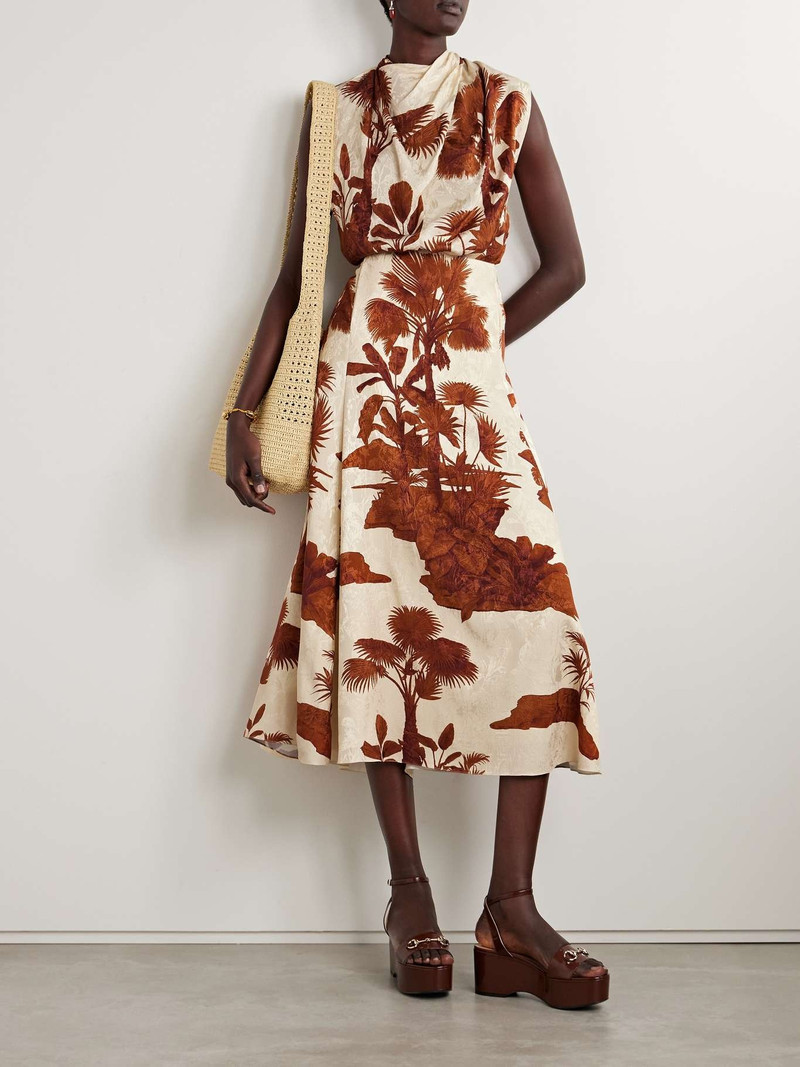 Johanna Ortiz Encanto de Isla printed satin-jacquard maxi skirt outlook