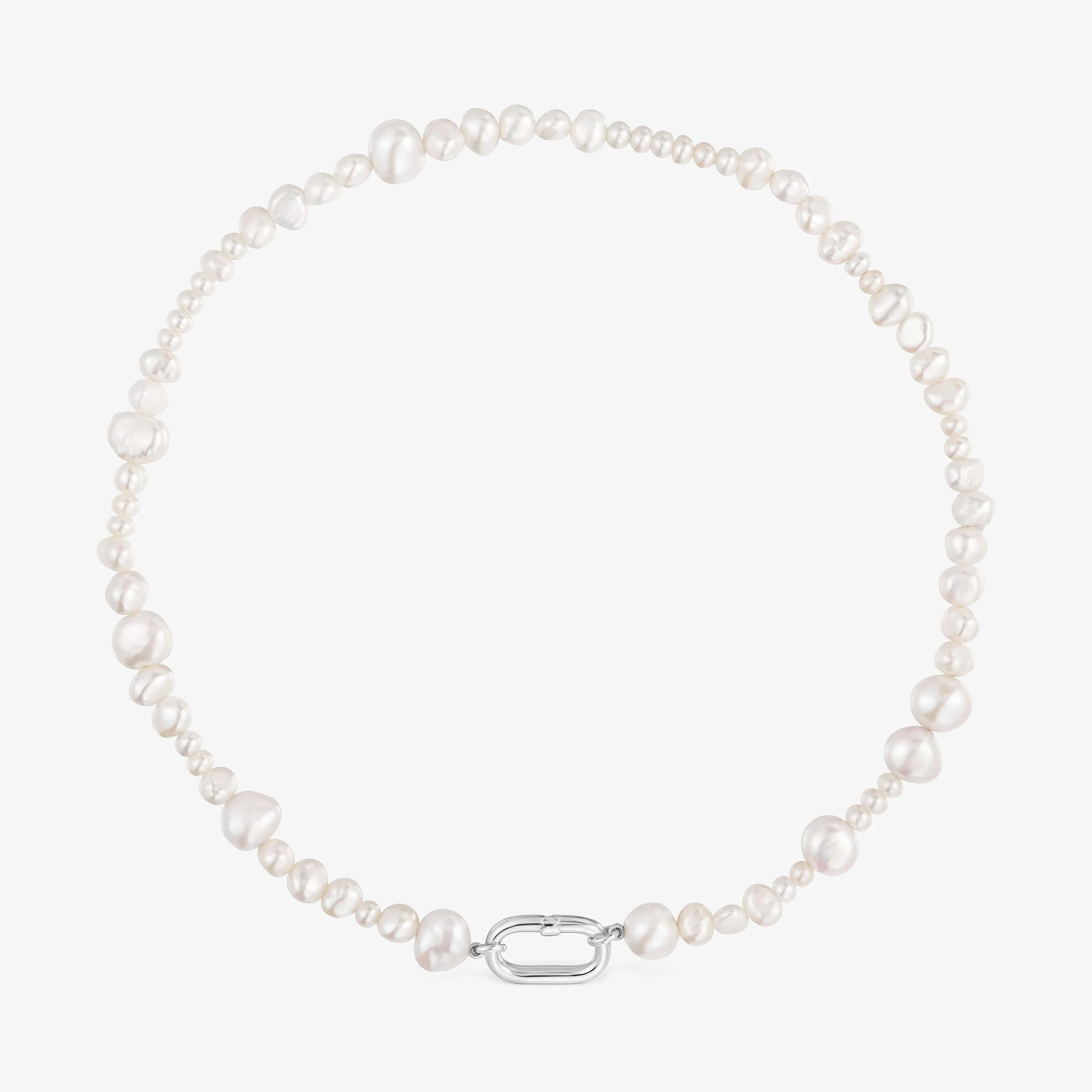 Choker with cultured pearls and silver ring Hold Oval - 1
