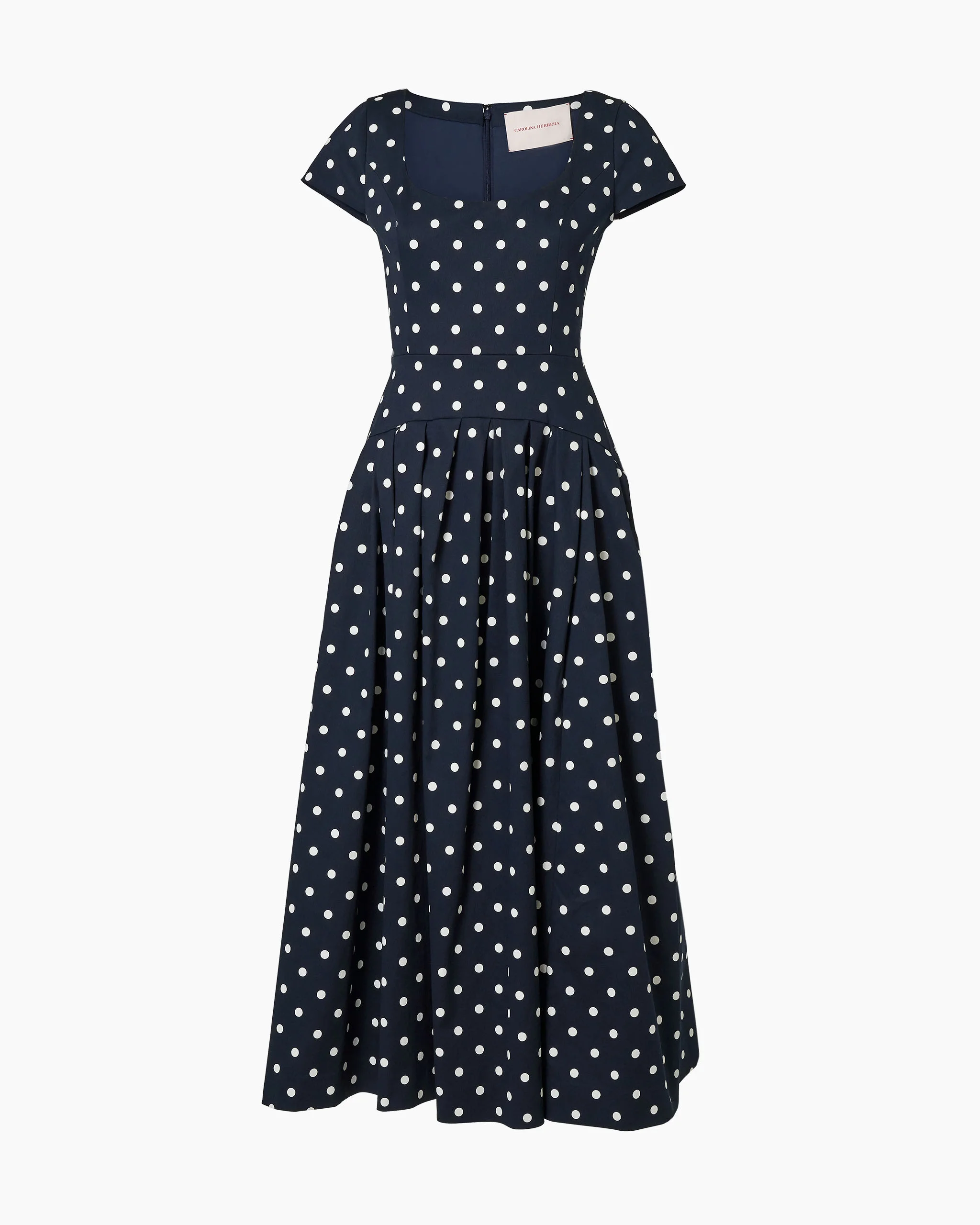 Polka Dot Scoop-Neck Midi Dress - 1
