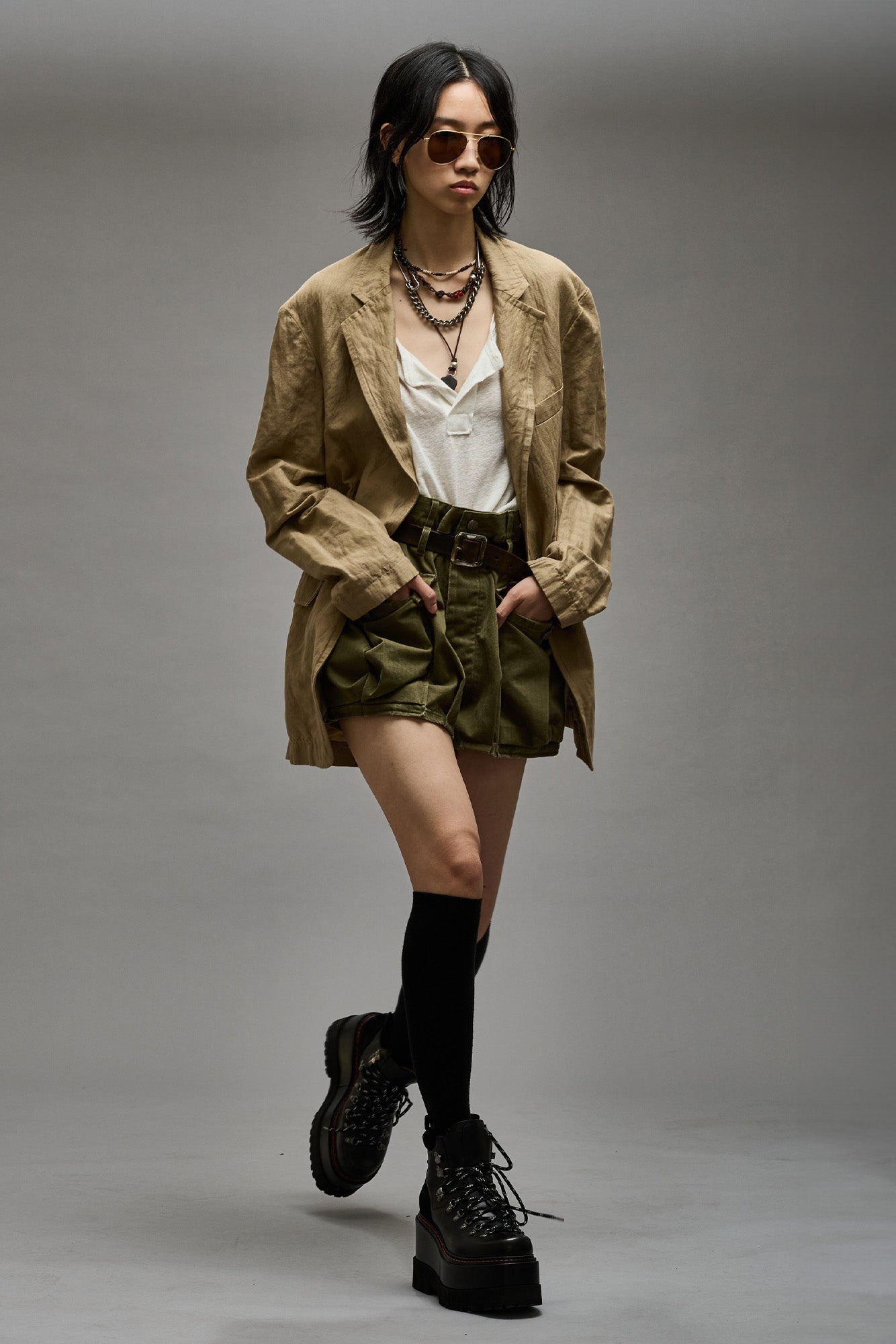 OVERSIZED RAGGED BLAZER - KHAKI - 4