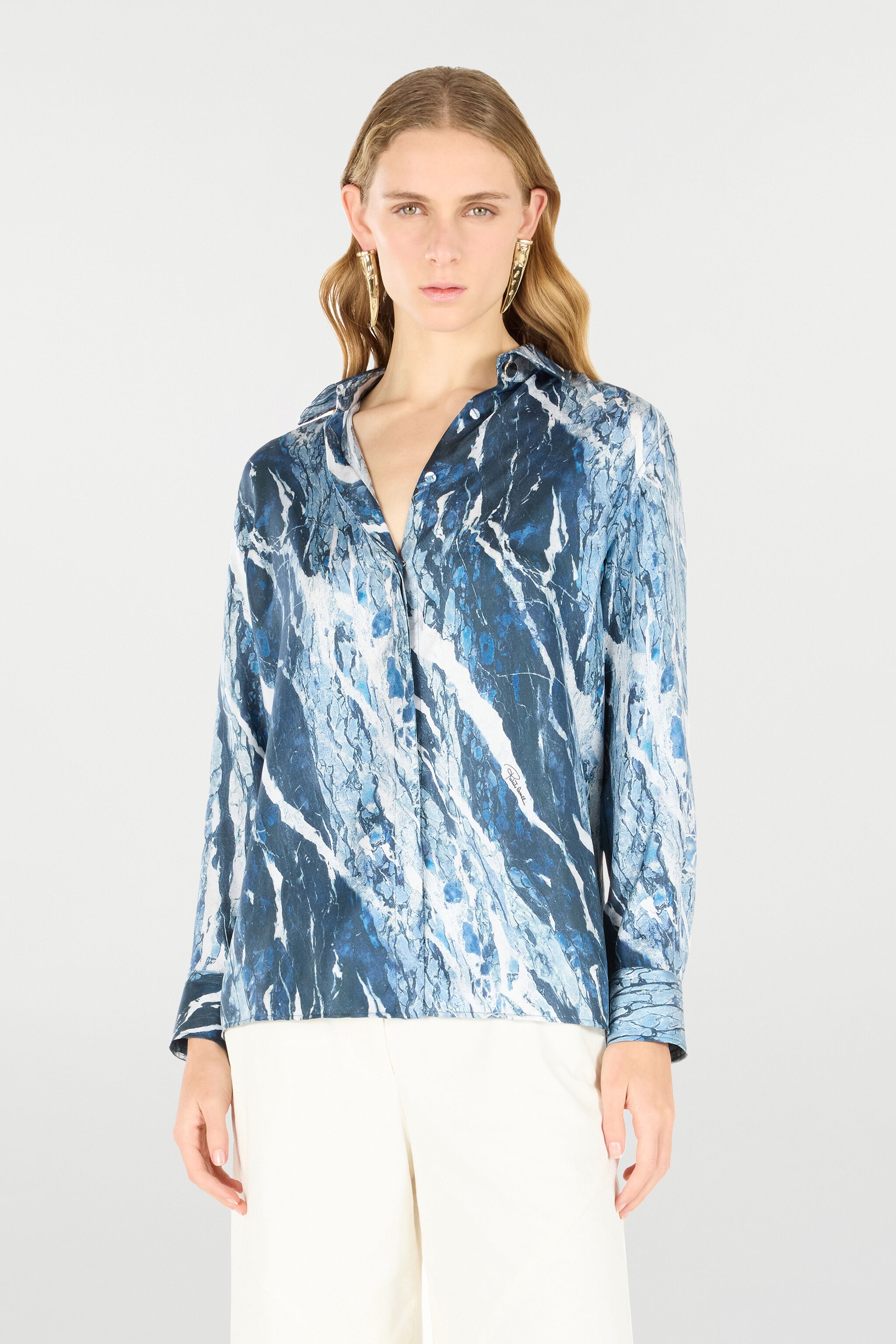 Marble-Print Shirt - 3