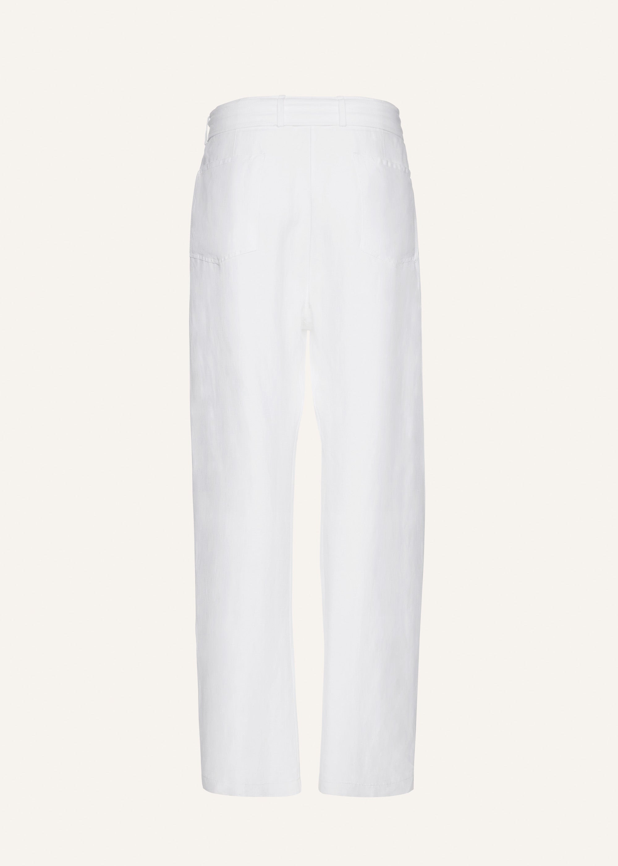 Relaxed cotton belted trousers in white - 2