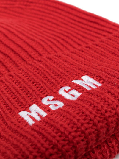 MSGM logo-embroidered knitted beanie outlook