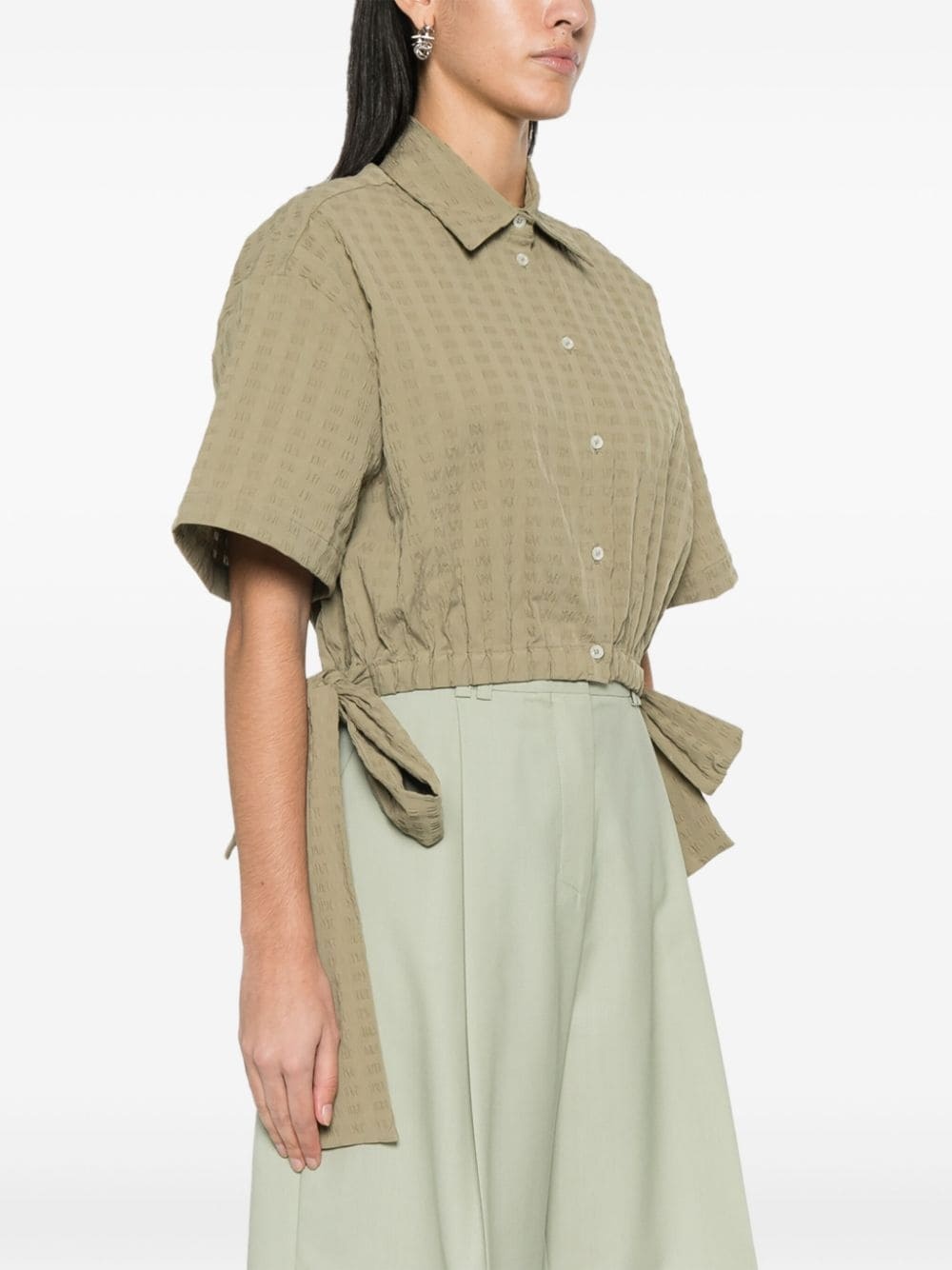 seersucker cropped shirt - 3