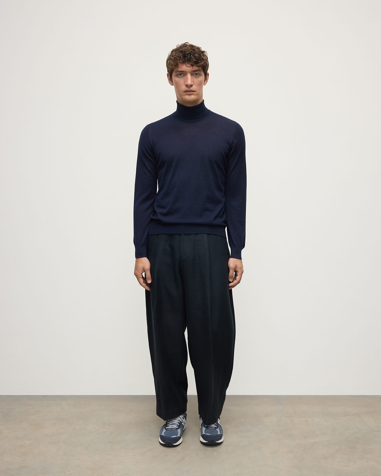Superfine Cashmere Navy Roll Neck Jumper - 2