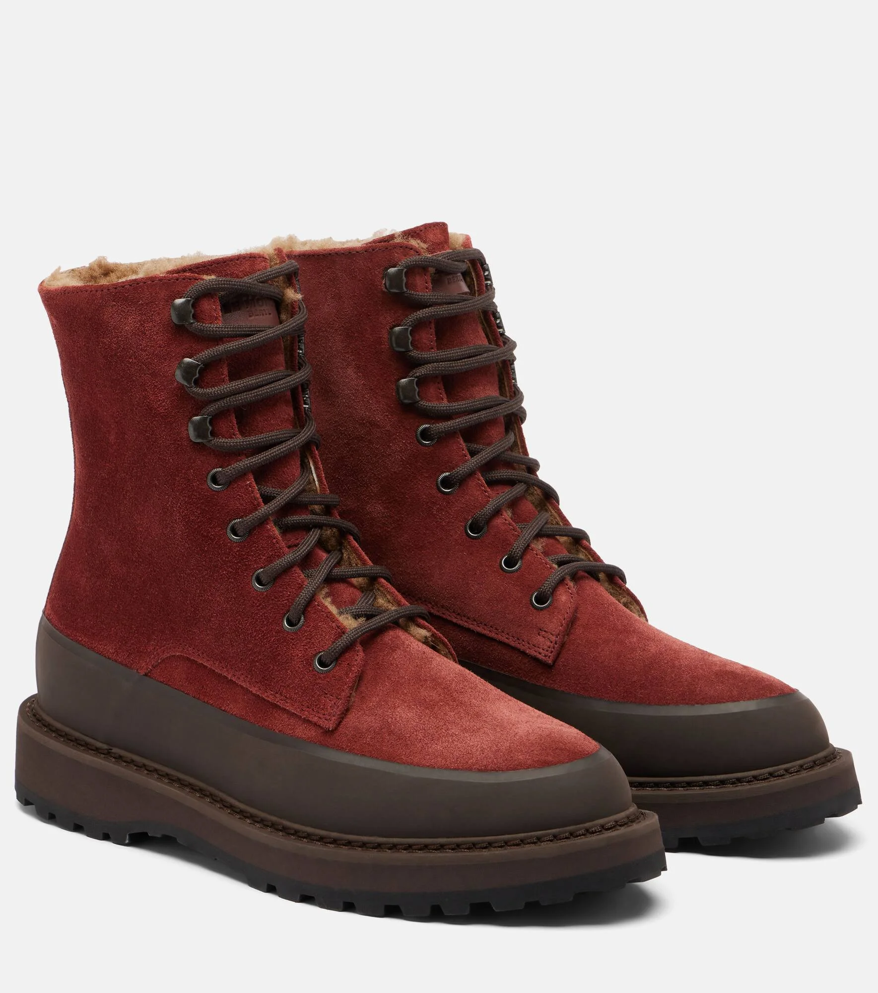 Dolomite shearling-lined suede combat boots - 1