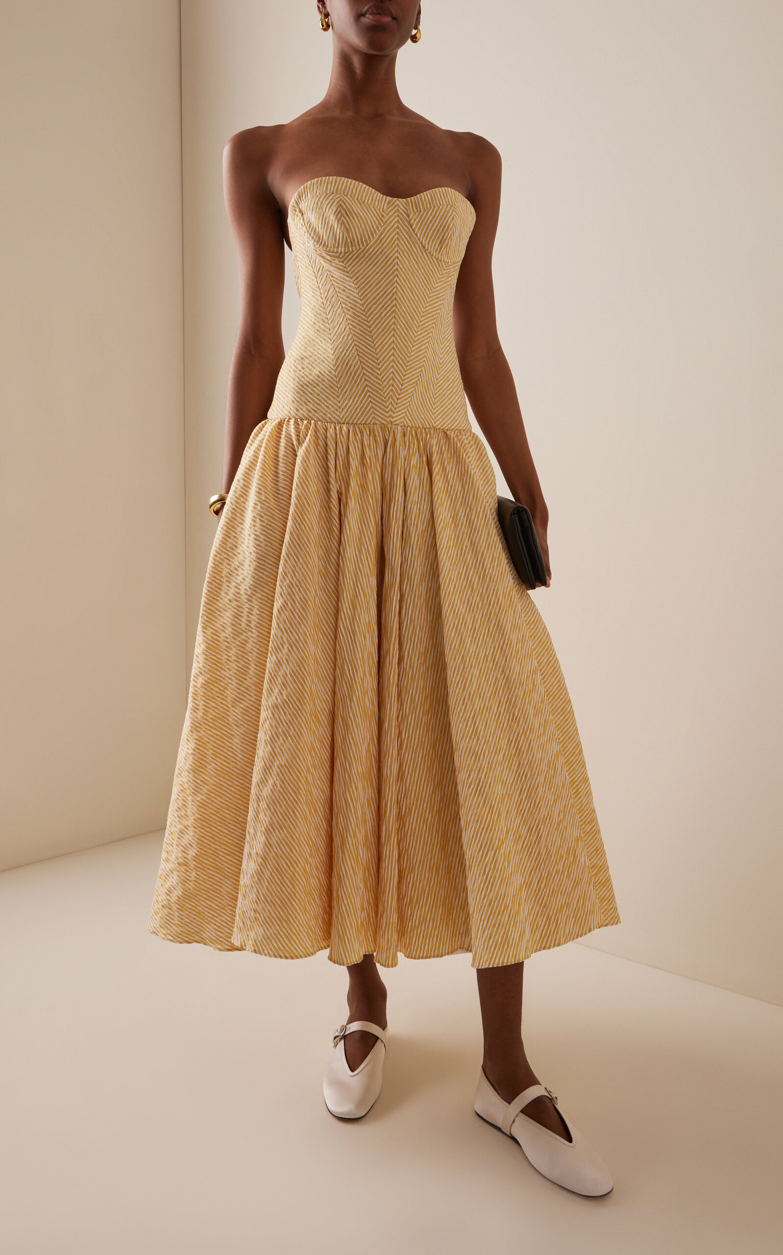 Summers Striped Corseted Midi Dress yellow - 2