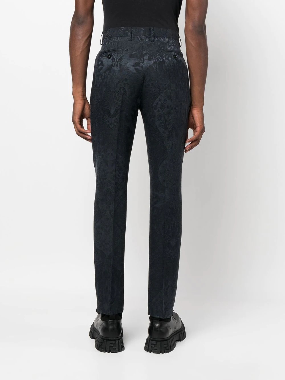 pressed-crease jacquard tailored trousers - 4