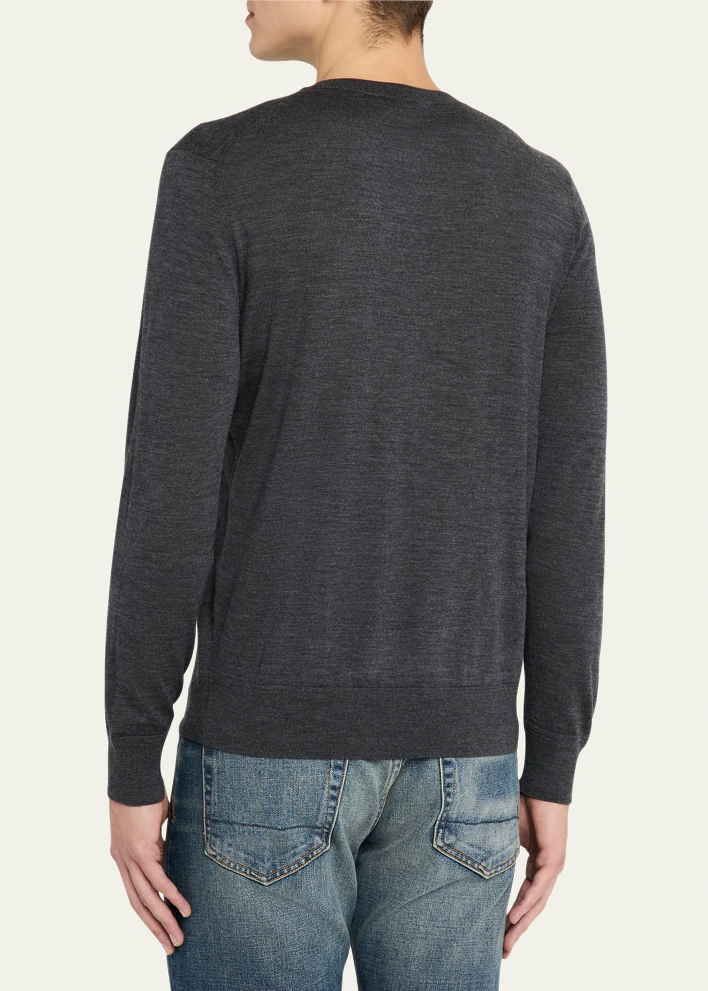 Men's Fine Gauge Wool Crewneck Sweater - 3
