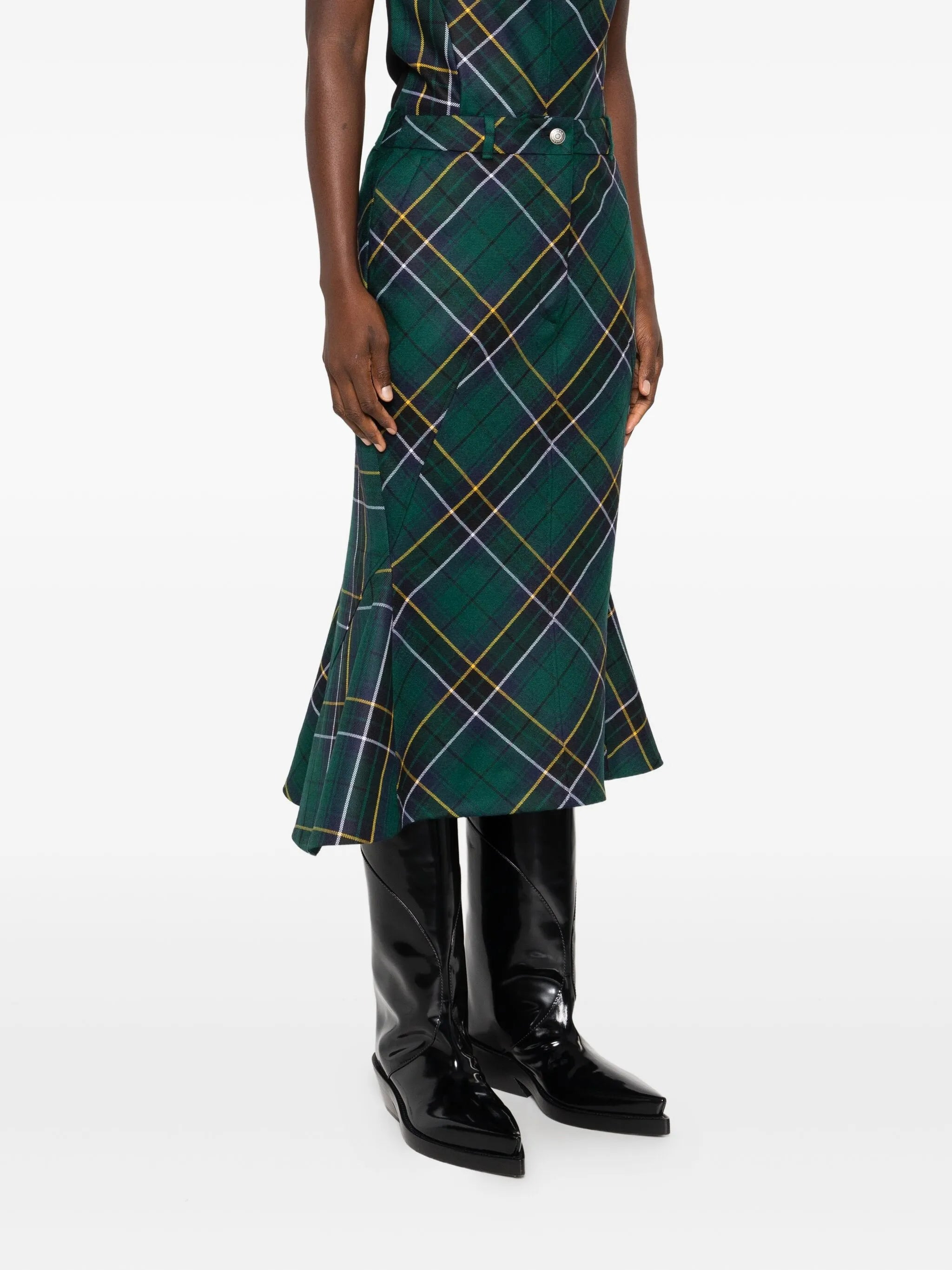 Alexander Mcqueen Kickback-detail Plaid Skirt - 3