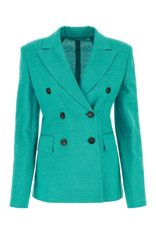 ジャケット Max Mara SS23 'Zirlo' blazer jacket (ZIRLO 003) Max Mara Max Mara Woman Sea Green Cotton Blend Zirlo Blazer