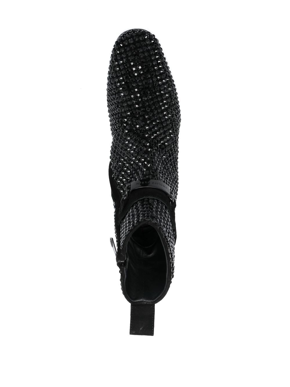crystal-embellished suede boots - 4