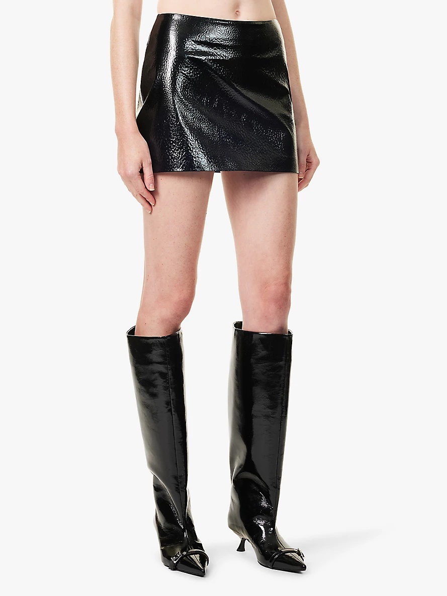 Mary high-shine faux-leather mini skirt - 3