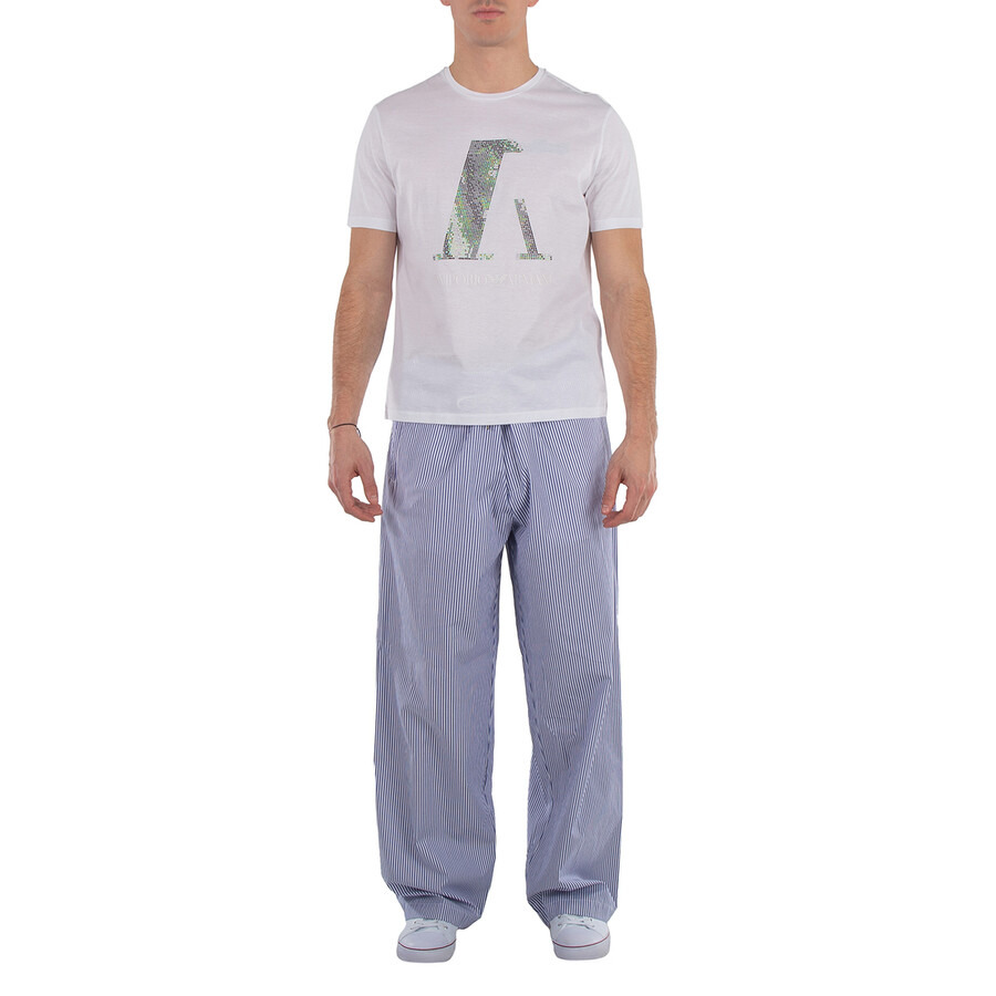 Emporio Armani Sequinned Logo Cotton T-Shirt In White - 3