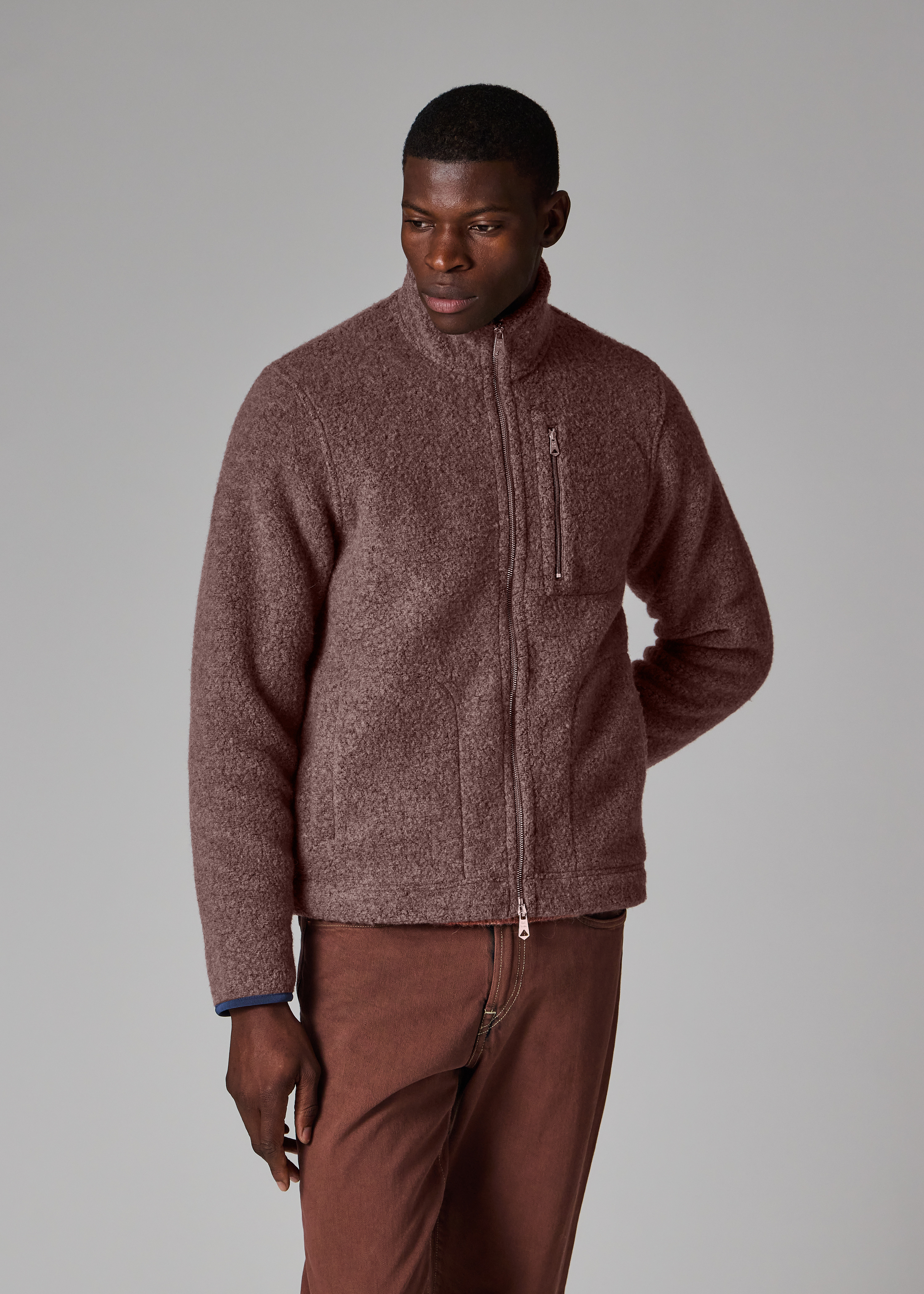Lilac Wool-Blend Zip Fleece Jacket - 5