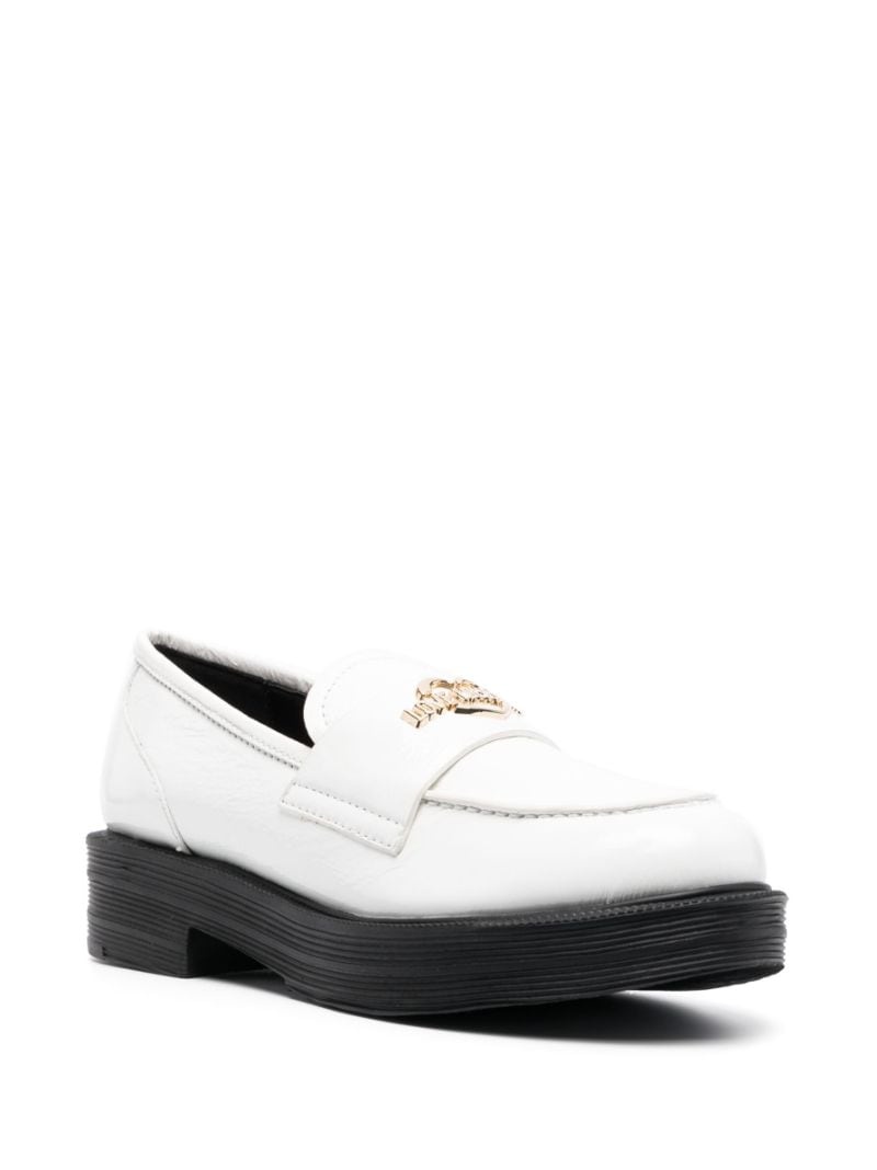 logo-lettering chunky leather loafers - 3