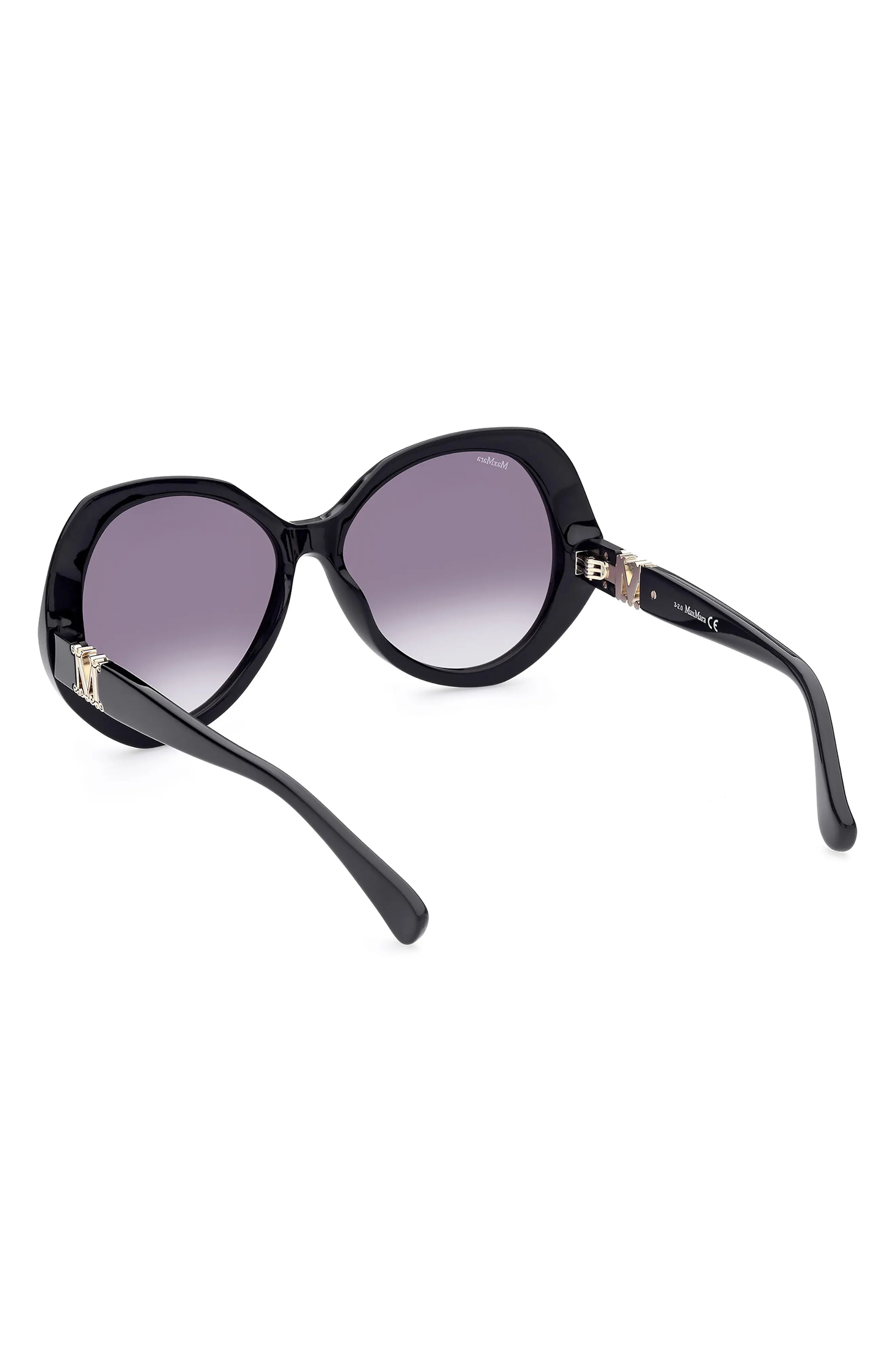 59mm Gradient Geometric Sunglasses in Shiny Black /Gradient Smoke - 8