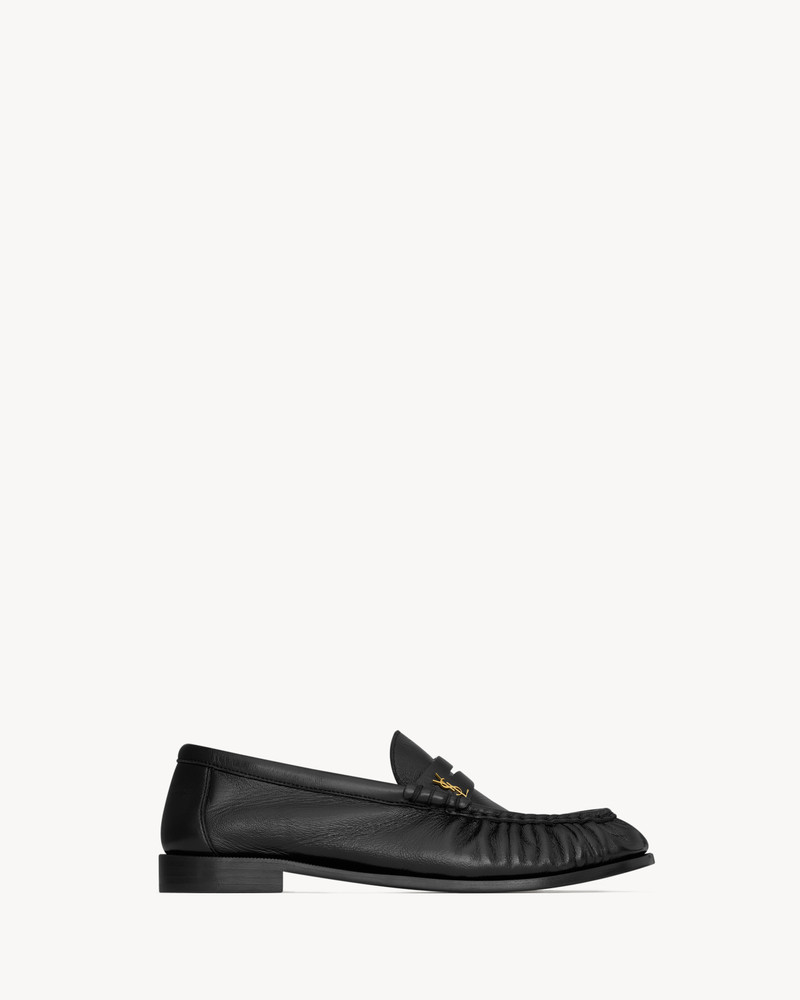 SAINT LAURENT le loafer penny slippers in shiny creased leather outlook