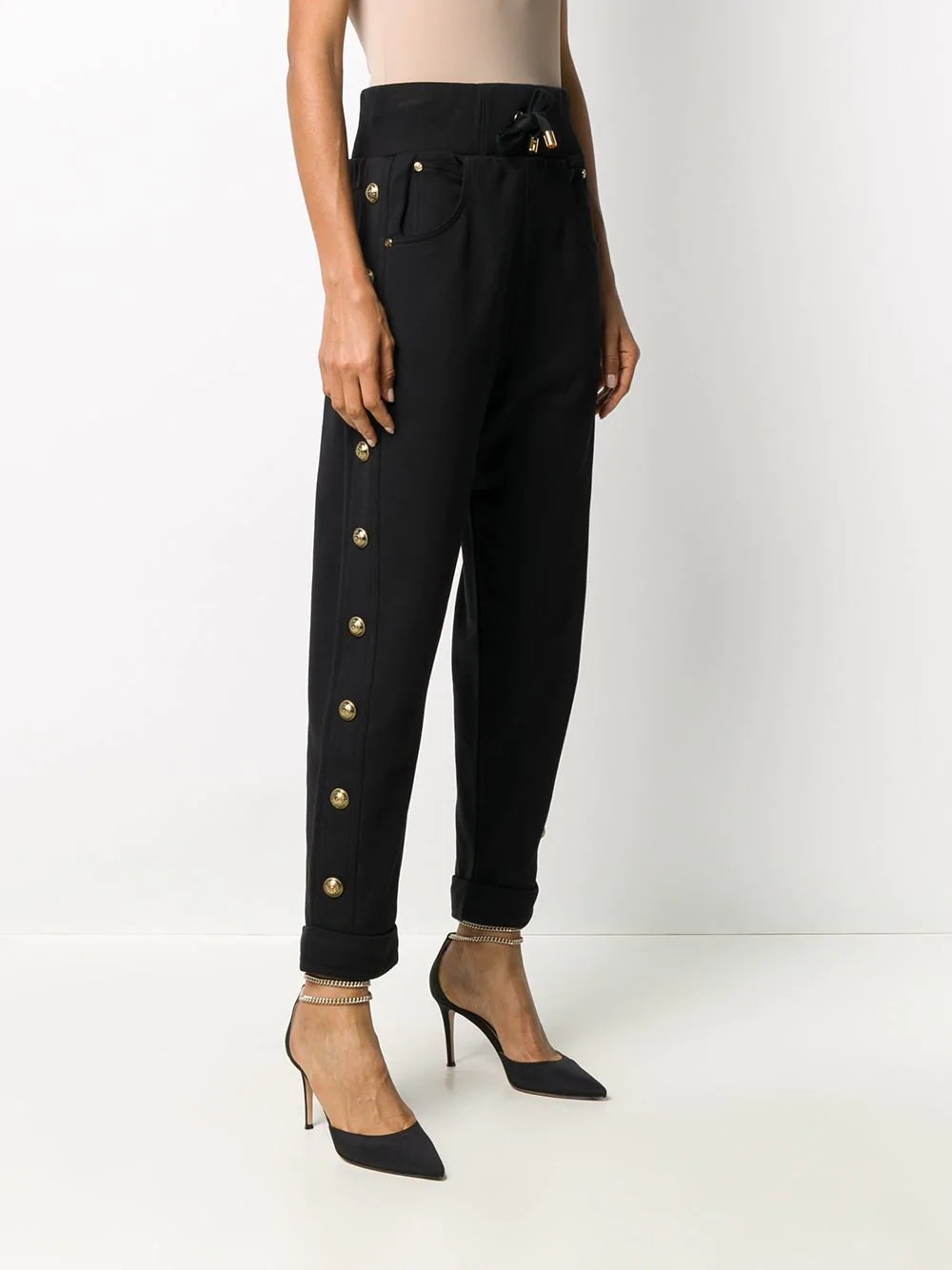 embossed-buttons drawstring trousers - 3