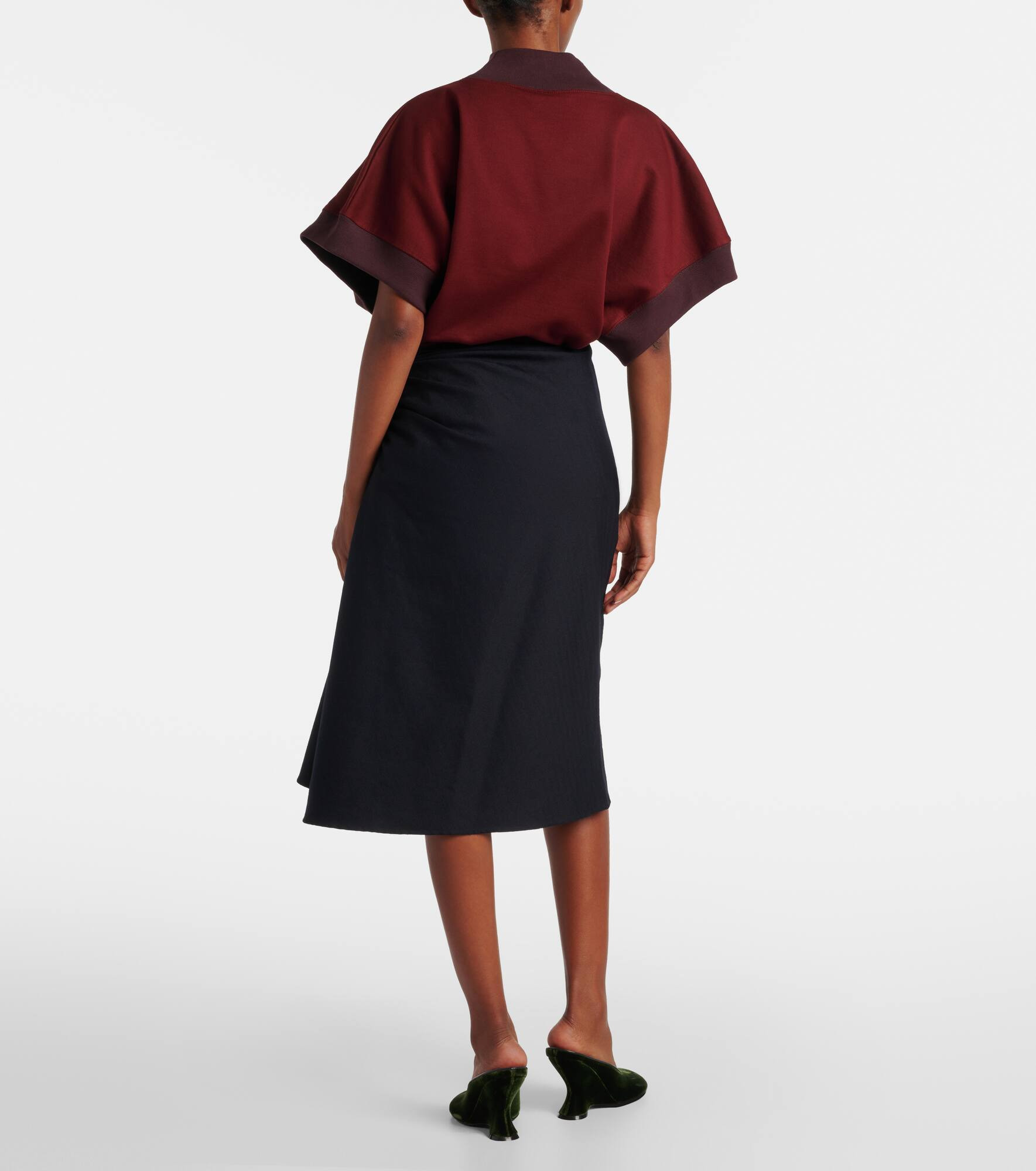 Embellished draped wool midi skirt - 3