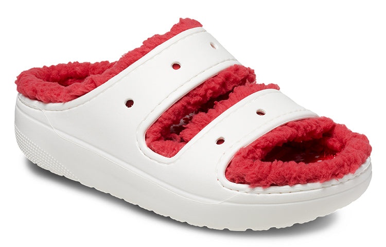 (WMNS) Crocs Classic Cozzzy Holiday Sweater Sandal 'White Red' 209227-90H - 4