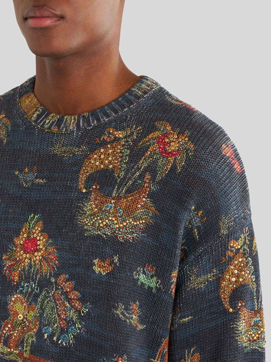 SILK AND LINEN JUMPER WITH APPLICATIONS - 3
