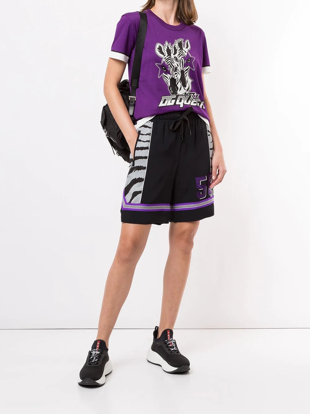 zebra panel logo print shorts - 2