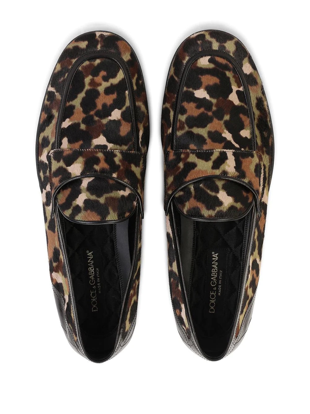 leopard print calf hair loafers - 4