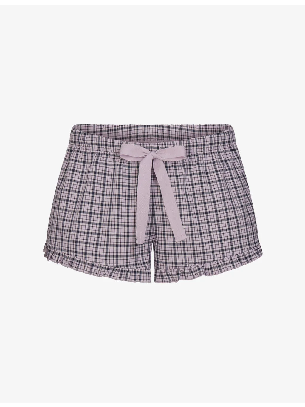 Checked Ruffled-Hem Cotton-Blend Pyjama Shorts - 1
