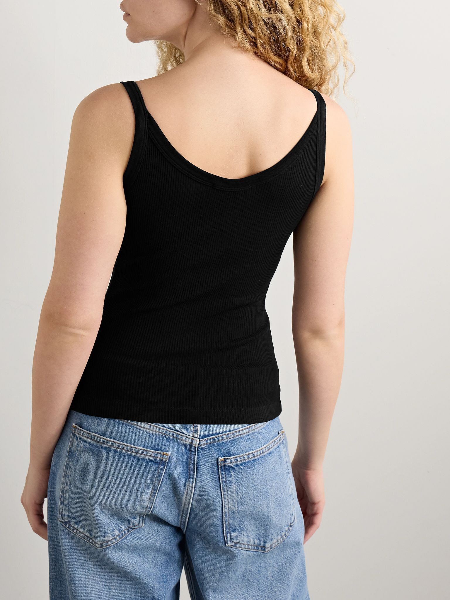 Jordan ribbed stretch-organic cotton and TENCEL™ Lyocell-blend tank Black - 4