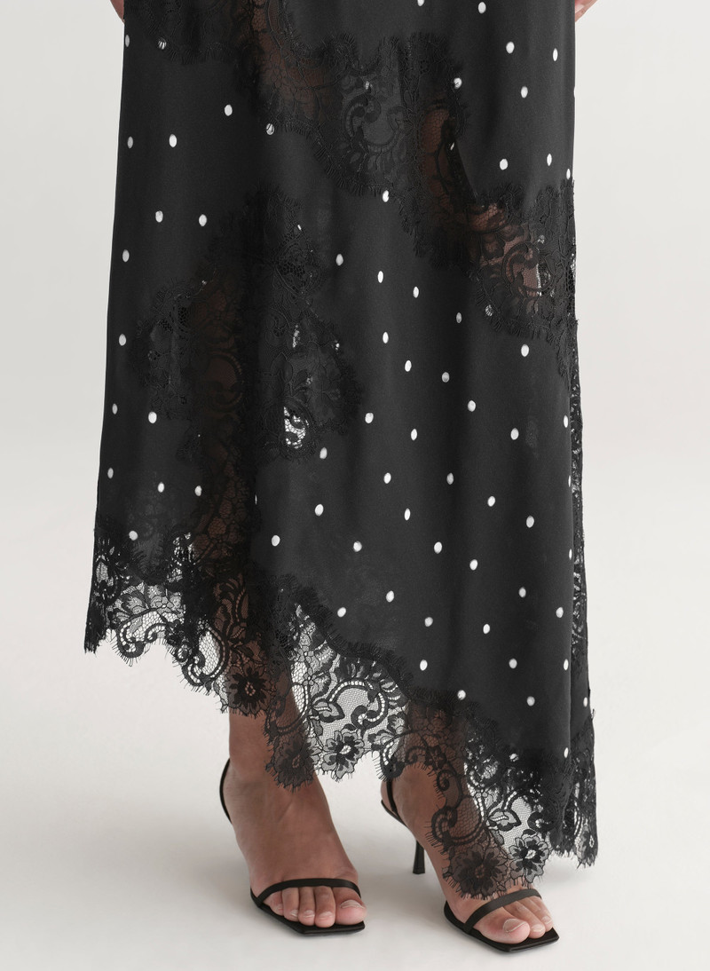 Alessia Polka Dot Crepe and Lace Maxi Dress 3
