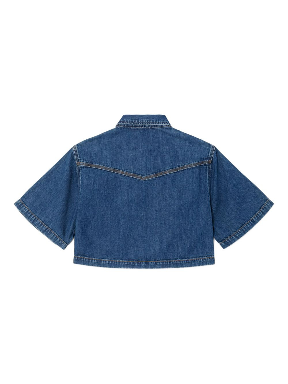 short-sleeve pocket crop shirt - 2