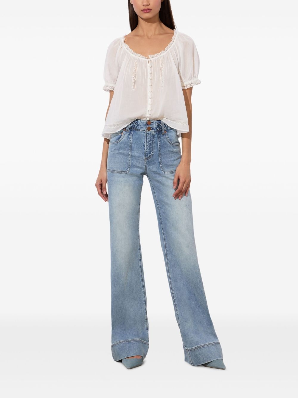 braided-waistband patch-pocket jeans - 2