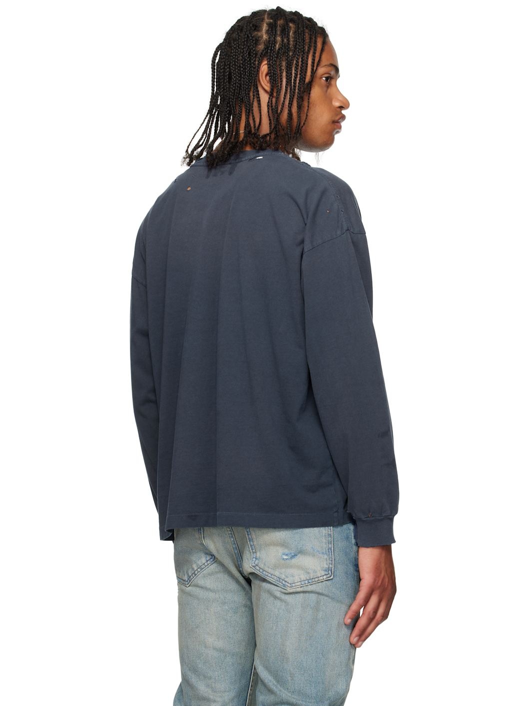 Navy Classic Logo LS T-shirt - 3