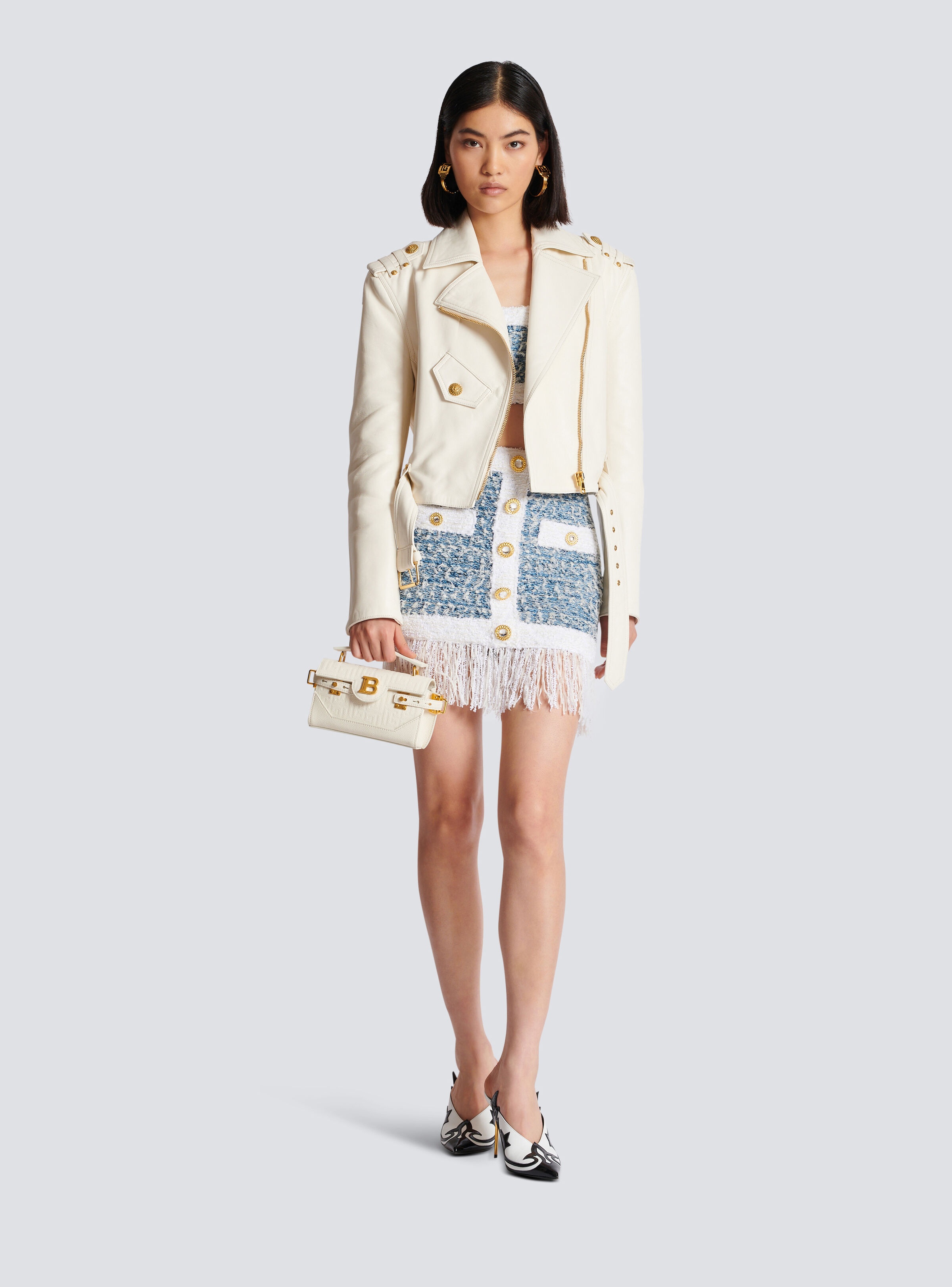 Fringed denim tweed skirt - 2