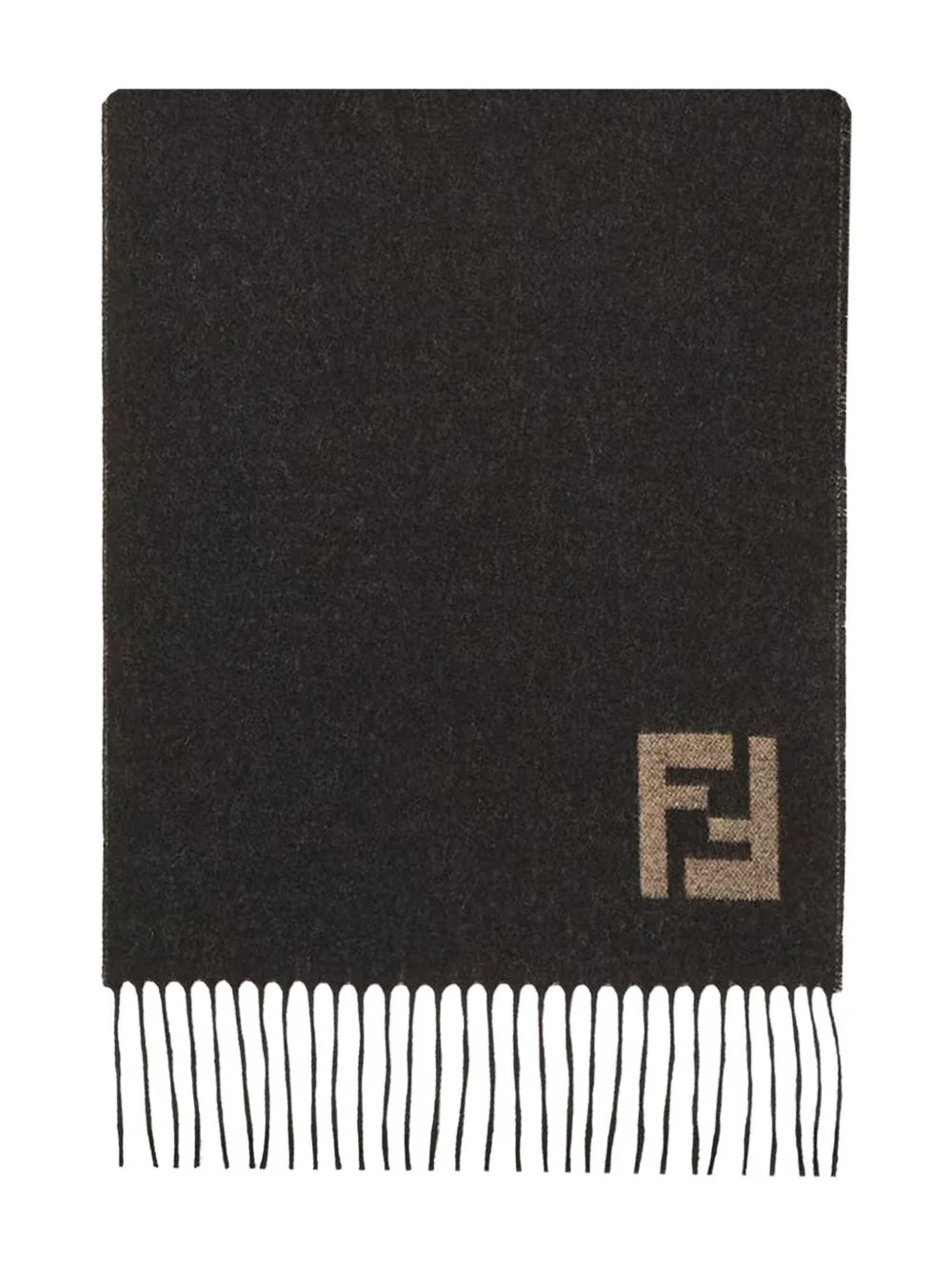 fringed logo-detail scarf - 1